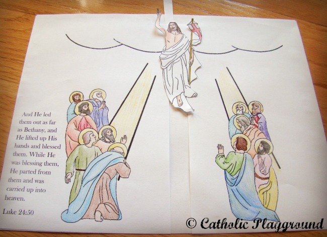Ascension pull tab paper craft Catholic Playground