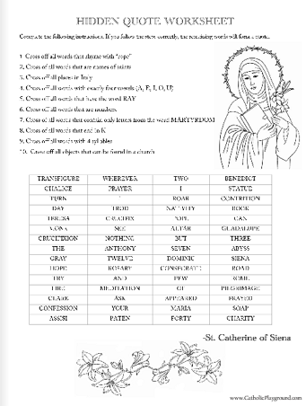 saint catherine of siena activity sheet