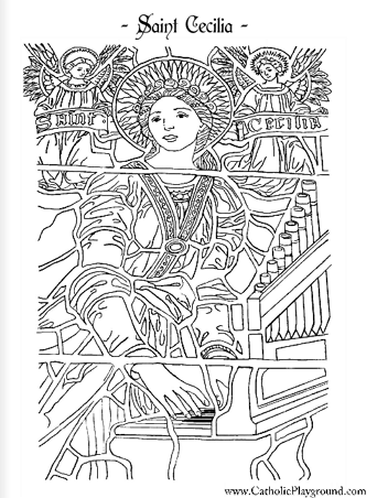 Saint Cecilia coloring page: November 22nd – Catholic Playground