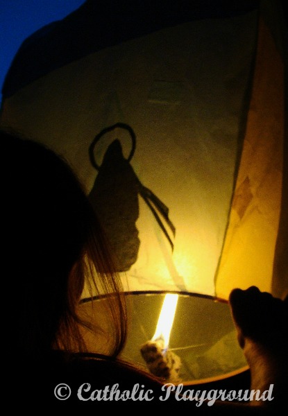 assumption day floating lantern