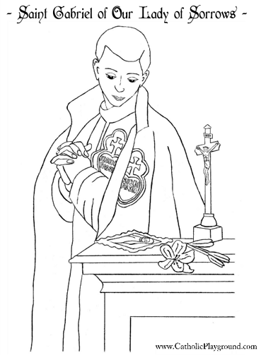 saint gabriel of our lady of sorrows coloring page