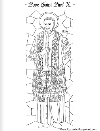Pope Saint Pius X coloring page: August 21st – Catholic Playground