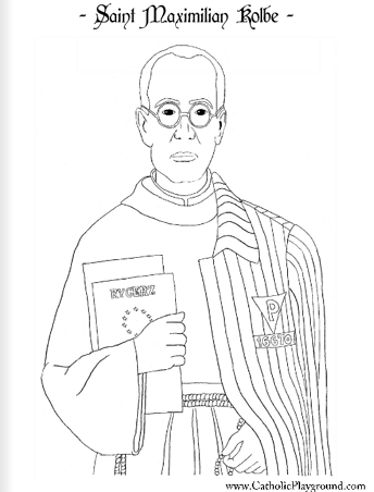Saint Maximilian Kolbe Coloring Page: August 14th – Catholic Playground