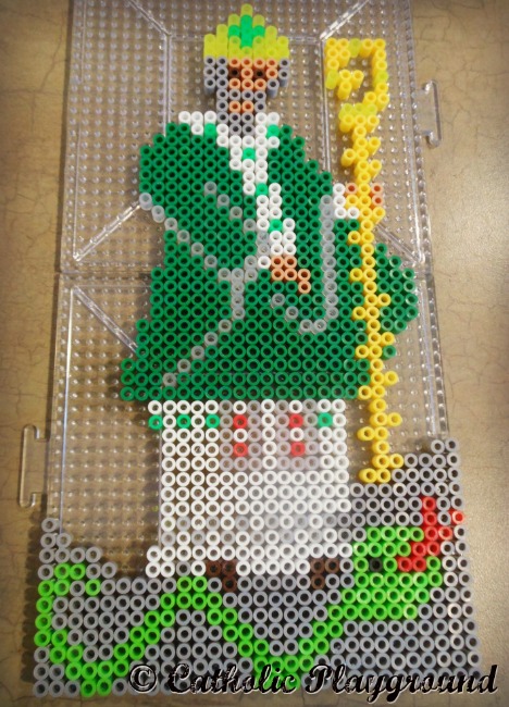 saint patrick in perler beads