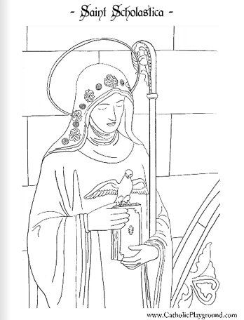 saint scholastica coloring page