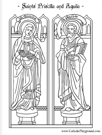 saints priscilla and aquilla coloring page