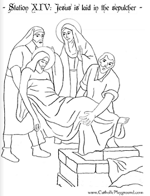 fourteenth station of the cross coloring page