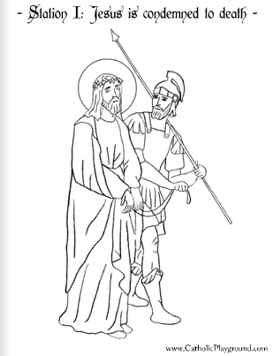 Stations of the Cross Catholic Coloring Pages for Kids 