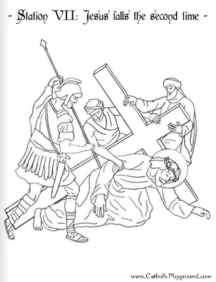 seventh station of the cross coloring page