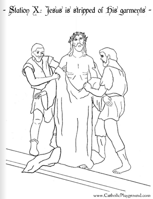 tenth station of the cross coloring page