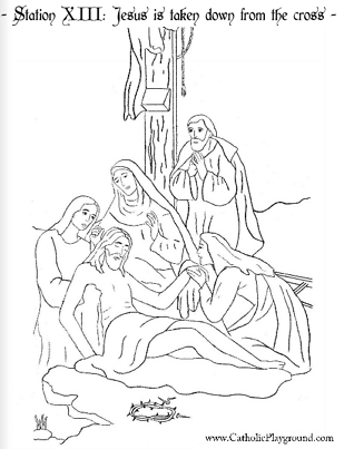 thirteenth station of the cross coloring page