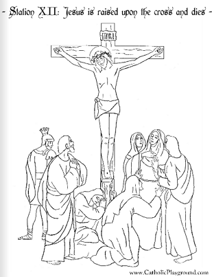 twelfth station of the cross coloring page